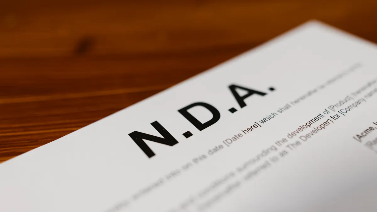 NDA document close-up